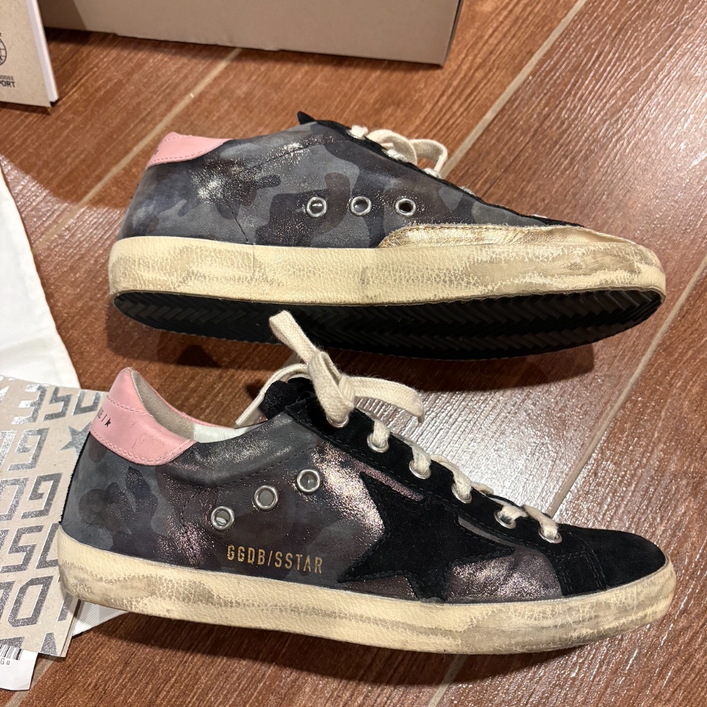 Authentic Golden Goose Superstar Sneakers Dark Grey Camouflage Color Size 37